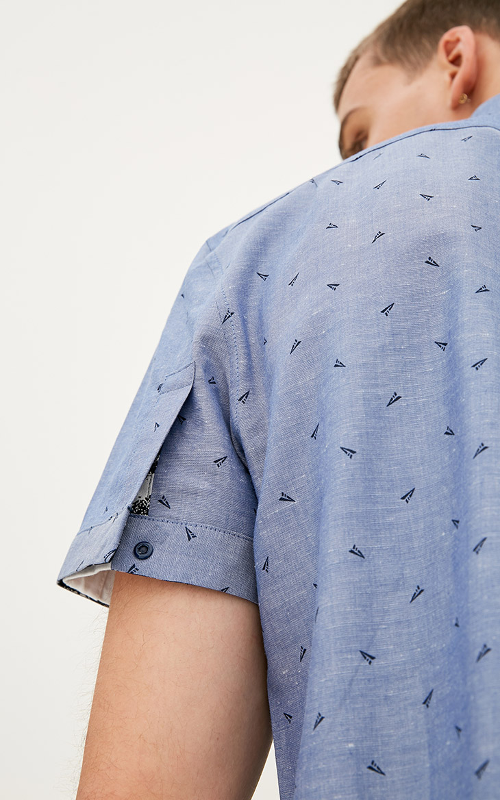 [3 miễn phí 1] JackJones Jack Jones cotton cổ áo sơ mi nam tay ngắn S | 217204525 sơ mi ngắn tay