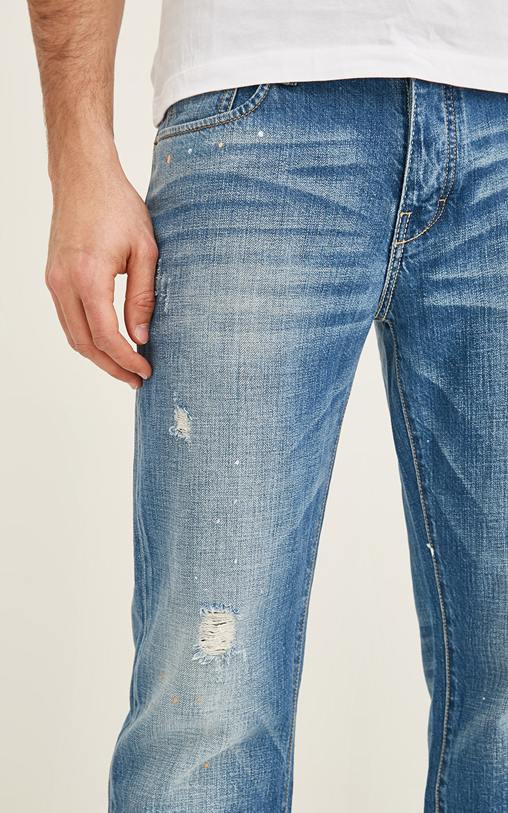 [3 miễn phí 1] JackJones Jack Jones giặt quần denim thẳng O-217132536 quần short nam