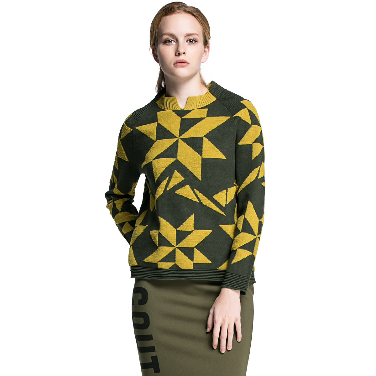 Vero Moda2016几何撞色套头针织衫|316113027
