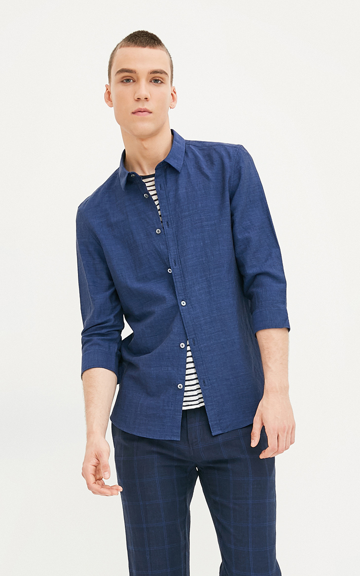 JackJones Jack Jones Áo sơ mi cộc tay màu đơn sắc E | 217231511 áo dài tay phồng