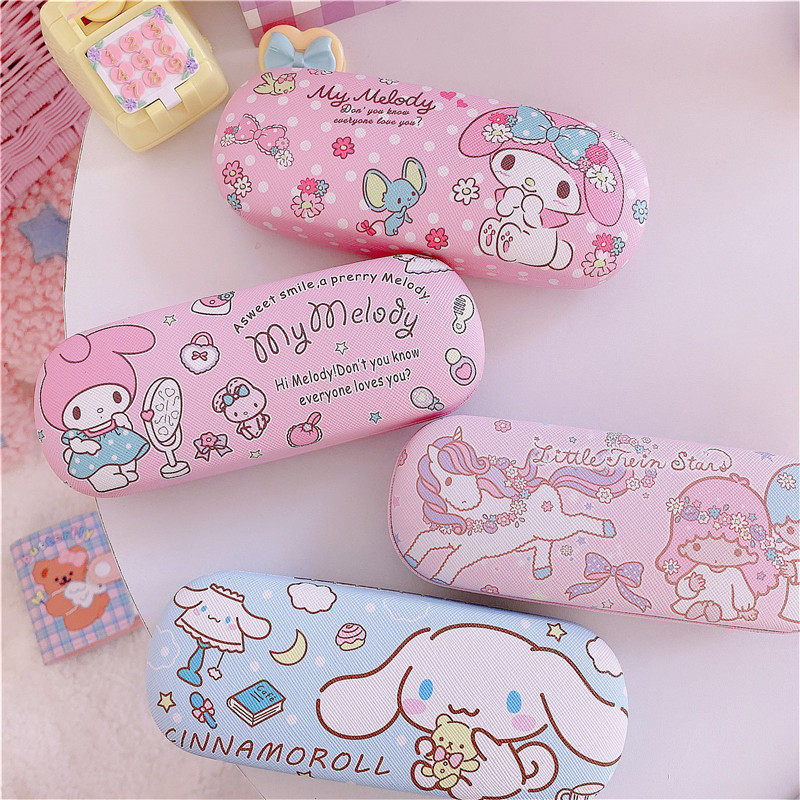 Japanese cute little white dog PU leather cartoon myopia glasses case Student glasses portable girl heart storage box Portable