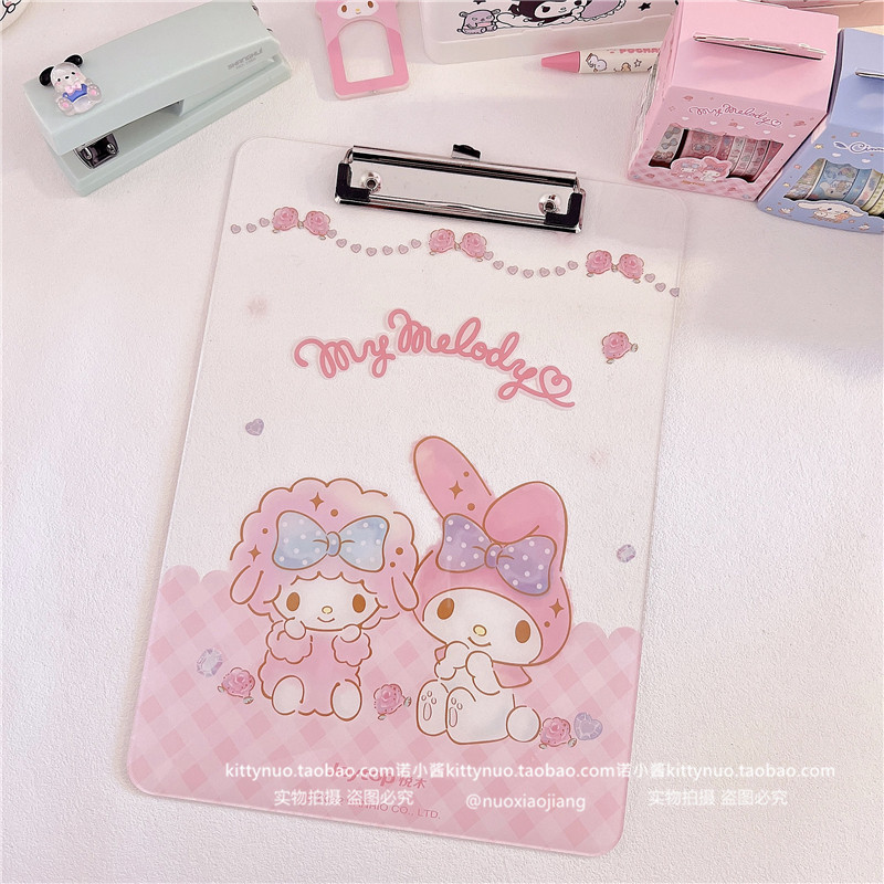 Папка для бумаг 透明亚克力库洛米玉桂狗美乐蒂学生a4资料试卷夹板文件写字大垫板