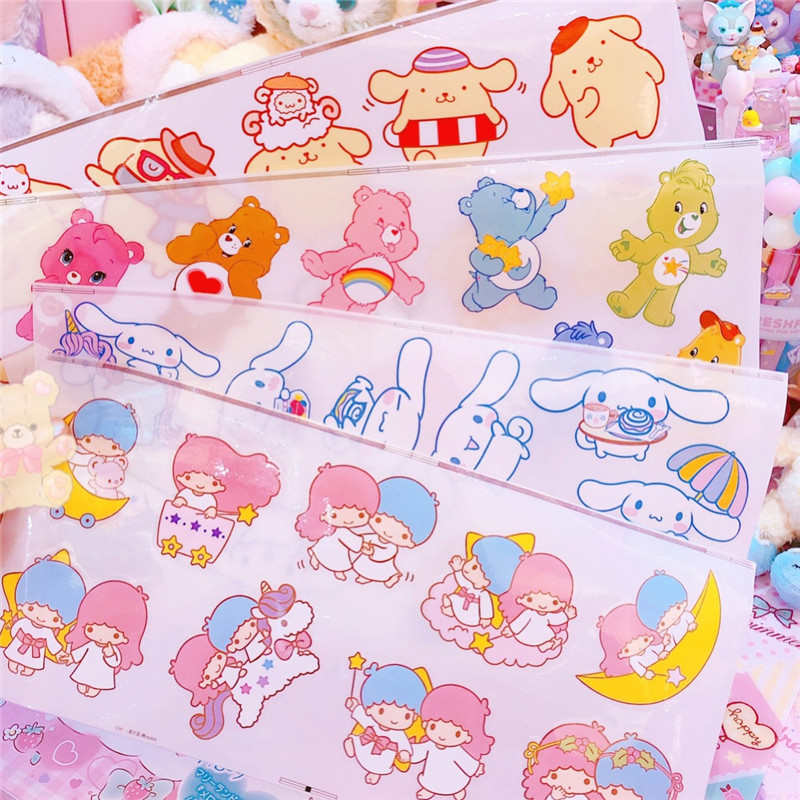 Small double star Little White Dog Rainbow bear PVC Large waterproof notebook Diary Cup sticker sticker decoration