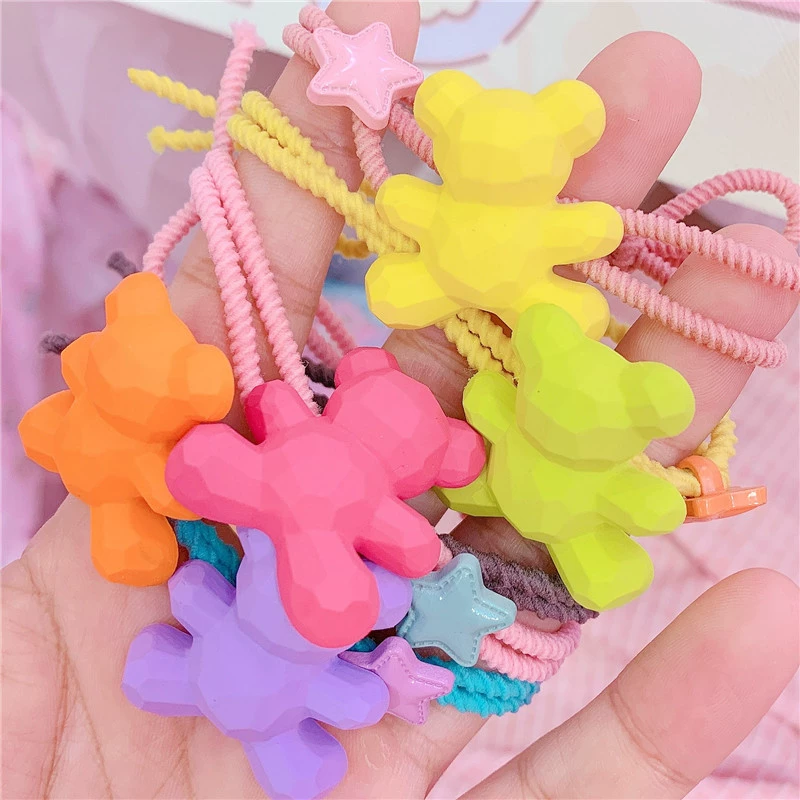 Nữ tính Jelly Ngôi sao Gấu Kẹo màu Căng cao Dây buộc tóc cao su Dây buộc tóc Phụ kiện buộc tóc Dây buộc tóc mờ Dây cao su - Phụ kiện tóc