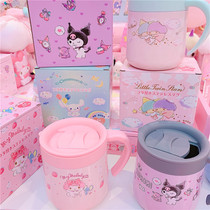 Cute cartoon Melody double star little white dog handle stainless steel thermos office drinking water thermos female