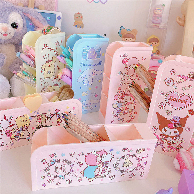 Day Series Cute Big Ear Dog Dreamy Multicolored Student Desktop Pen Holder Stationery Tidying Teen Contained Makeup Brush pen Box