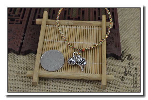 Mori cổ gió vòng chân nữ dây đỏ Thái bạc dễ thương chuông mèo may mắn với giọng nói dệt tay nam sinh dây thừng - Vòng chân vòng chân bạc nữ đẹp