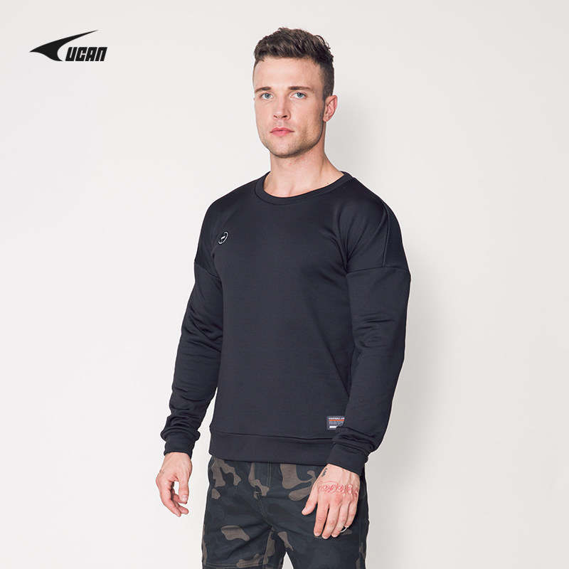 UCAN Ruike men's outdoor sports warm round neck pullover thick cotton T slim trend casual long-sleeved inner wear men