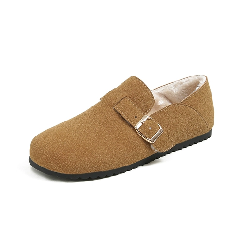 Birkenstocks plus, женская обувь на плюшевом меху, верхняя одежда, женские туфли-бобы, зима 2023, новые хлопковые туфли на плоской подошве, большие размеры от 41 до 43