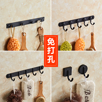 Punch-free clothes hook row hook wall hanging door rear nail-free hanger bathroom bathroom kitchen wall black coat hook