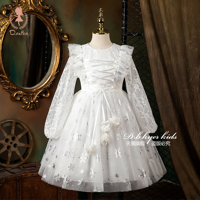 Children's clothing girls dress spring 2021 new white mesh puff skirt little girl princess dress