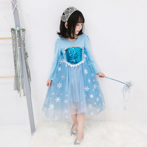 Frozen Princess Dress Aisha Long Sleeve Girl Aisha Childrens Pengpeng Sand Winter Dress Autumn Aisha Skirt