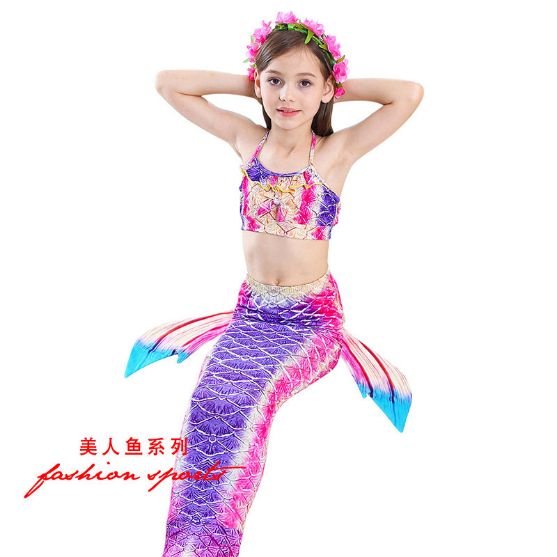 Child Mermaid Swimsuit Cute Tail Girl Swimsuit Dress Girl Bikini Split Dress Set
