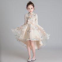 Childrens dress girl princess dress long sleeve swallowtail puffy gauze little girl foreign birthday piano performance spring and autumn