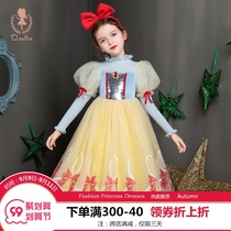 Girl Snow White Princess Dress Autumn 2021 New Long Sleeve Little Girl Early Autumn Sweater