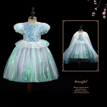 Childrens clothing Aisha Princess Dress Girls Summer 2021 New Frozen Short Sleeve Dress Fairy Baby Skirt