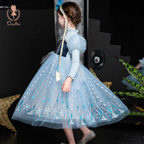 Girls Aisha Princess Dress Autumn New Frozen Baby Hair Dress Childrens foreign style dress