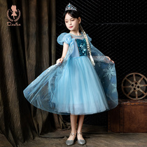 Girls Frozen Elsa Princess Dress Western Style Birthday Dresses Children Princess Dress Elsa Skirt Summer