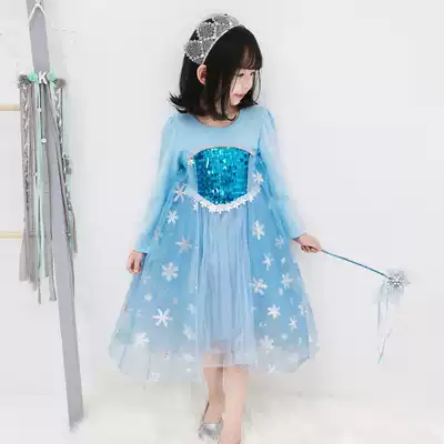Frozen Aisha princess skirt long-sleeved autumn new children's Western style dress pure cotton girls Aisha skirt