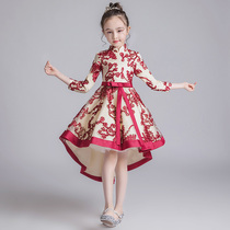 Childrens dress Princess skirt tailing catwalk girl birthday puffy gauze small host foreign piano performance Spring