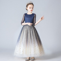 Childrens dress Princess dress piano performance costume birthday wedding dress big violin Middle Child high-end girl puffy gauze