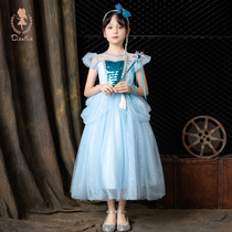 Childrens Frozen Aisha Princess Dress High-end Birthday Dress Little Girl Performance Girl Aisha Pengpeng Yarn
