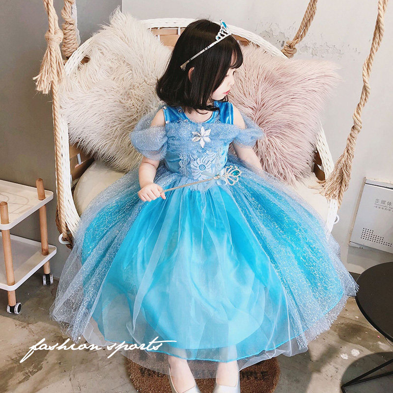 Children's frozen princess dress Aisha skirt new girls Cinderella short sleeve Aisha dress children's summer