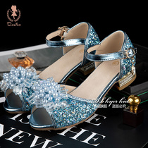 Princess Aisha Shoes Frozen New elsa Crystal Shoes Aisha Single Shoes Children Girl Fish Mouth Shoes Summer