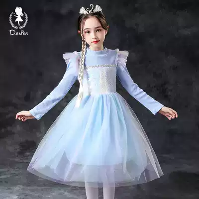 Girls Aisha princess skirt long-sleeved spring and autumn 2020 new little girl western style children's frozen Aisha skirt