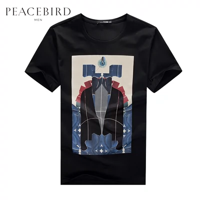 Hòa bình Bird Nam Ngắn Tay Áo T-Shirt Vòng Cổ In Bông Bên Trong Xu Hướng Mùa Hè Mới B1DA42308 áo phông nam cao cấp Áo phông ngắn