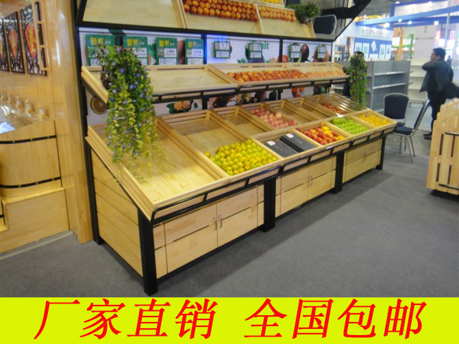 Wooden steel wood fruit shelf Fruit and vegetable rack Fruit and vegetable rack Fruit store shelf Supermarket shelf Bulk display shelf