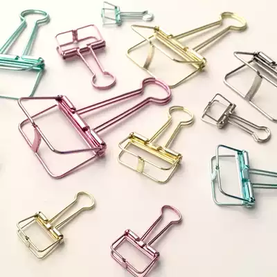 Metal hollow long tail clip Color electroplated folder dovetail clip Ticket clip Office ticket clip