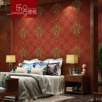  3D three-dimensional Chinese gold red Chinese knot wallpaper living room bedroom background wall big red hotel wallpaper retro