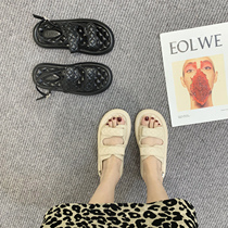 2022 Summer new flat bottom sandals women magumatine womens wind sports magic sticker soft-bottom muffin Roman shoes