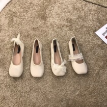 Gentle Cream White Flat Bottom Single Shoes Fairy Shoes 2022 New summer butterfly knots Mary Jane Bean Dou Shoes