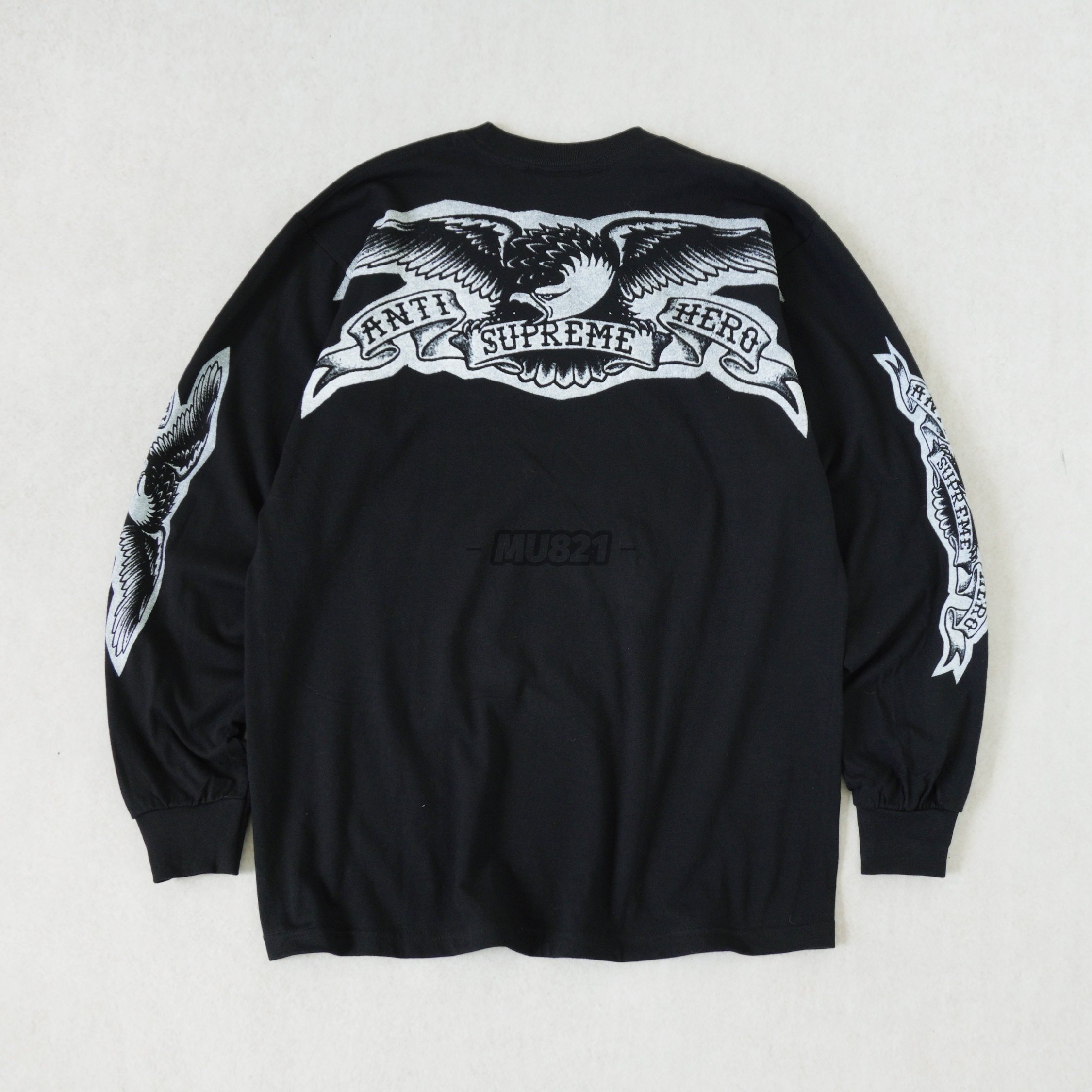 MU821现货FW25 SUPREME ANTIHERO Eagle LS Tee 老鹰字母长袖T恤评价