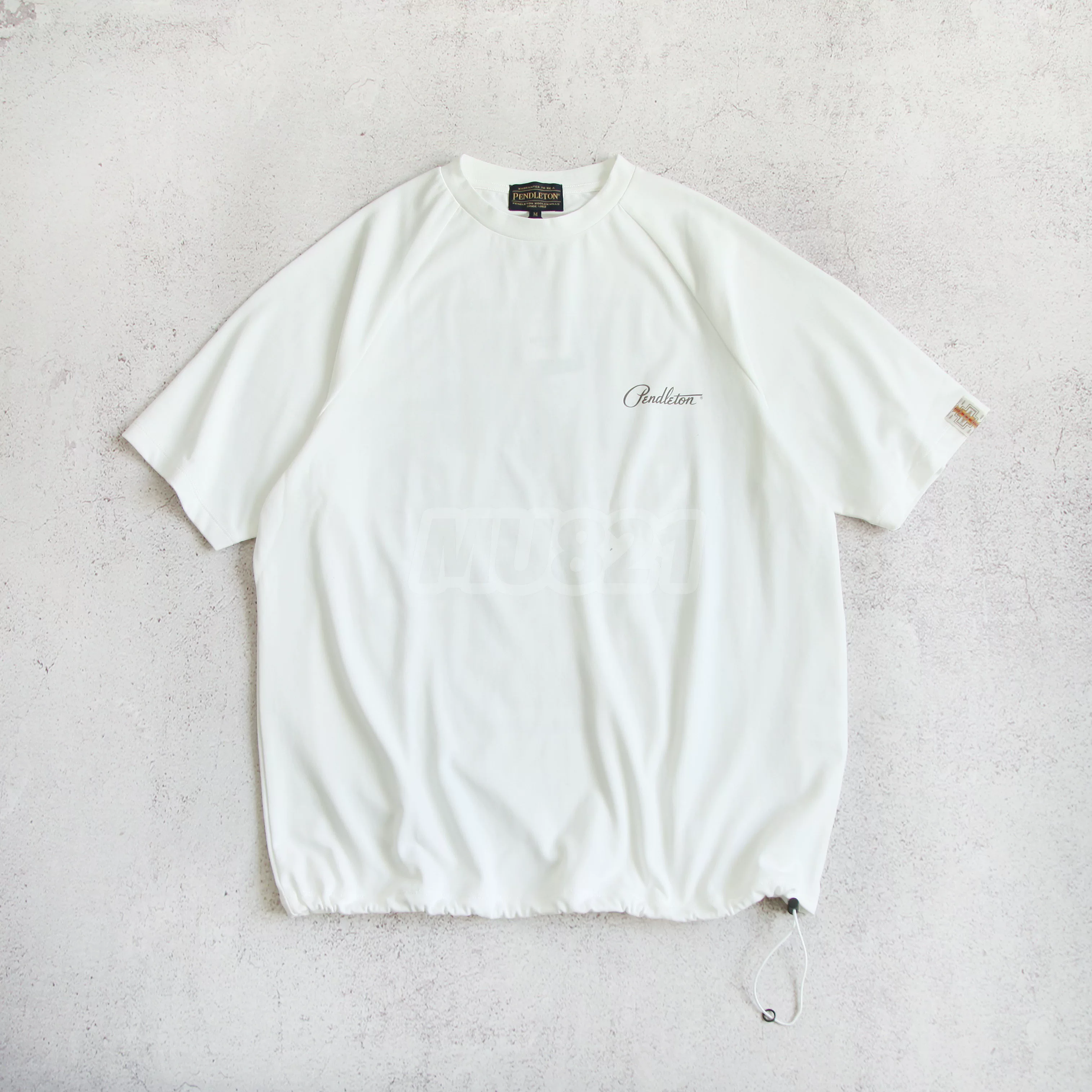 MU821 spot PENDLETON BEAMS special-note ethnic style cross printed drawstring rag-sleeved short-sleeved T-shirt