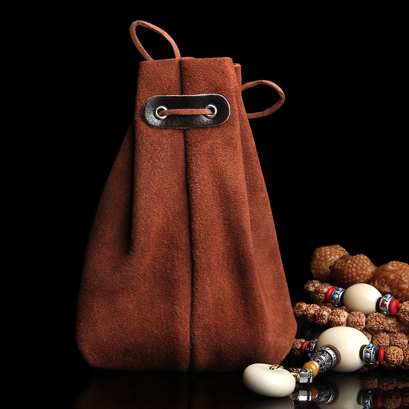 Cowhide plate beads bag play bag hand string Buddha beads play antique polishing care storage cloth bag plate play bag pocket