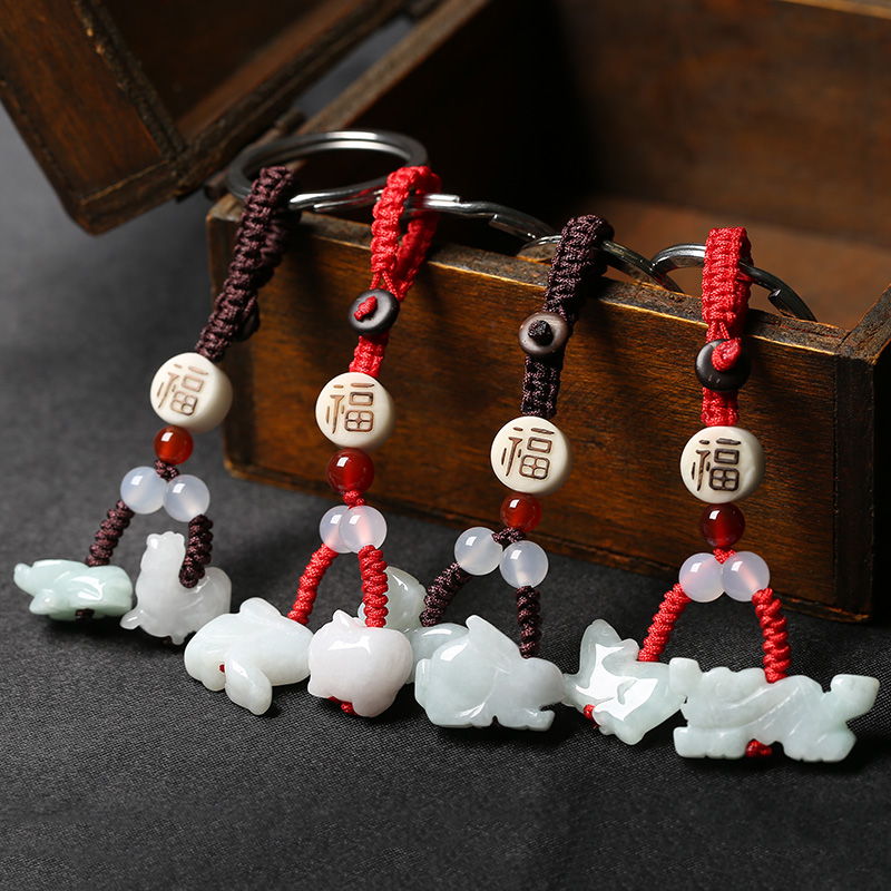 2022 Zodiac Jade Jade Pendant Zodiac Rat Ox Tiger Rabbit Dragon Snake Horse Sheep Monkey Chicken Dog Pig Triple Pendant