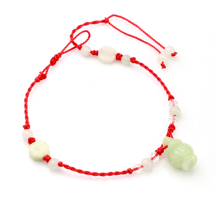 Handmade gió đường qua ngọc bích thời trang dây đỏ vòng chân lắc chân nữ titan