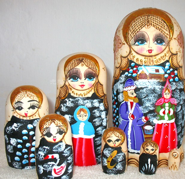 Russian Doll Set Seven Layers Doll Seven Layers Pure Hand Painted Wood Art Set Travel Souvenir