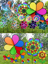 Windmill Seven Color Bright Film Outdoor Spinning Big Windmill Scenic Area School Kindergarten School To Decorat Childrens Toys