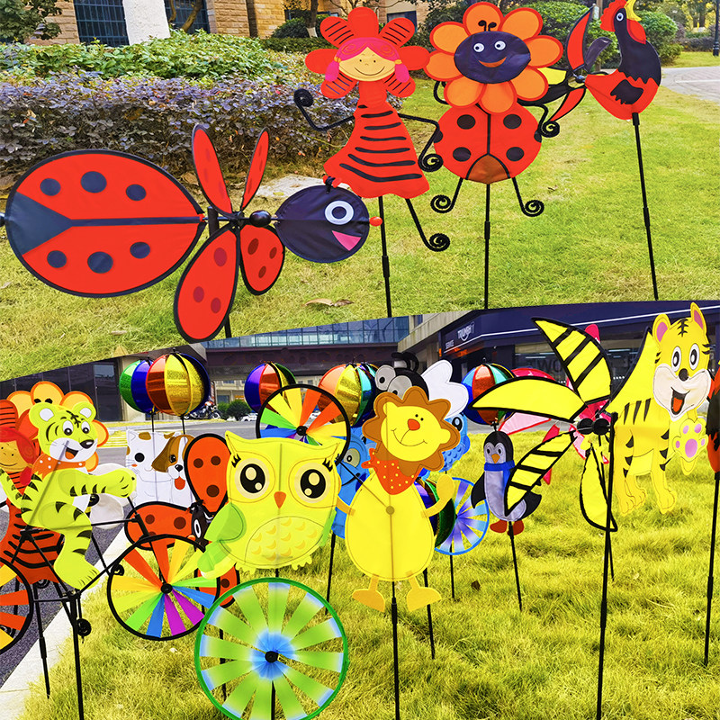 Tiger windmill outdoor rotating dancing cartoon windmill decoration children's toys hand holding kindergarten scenic area layout