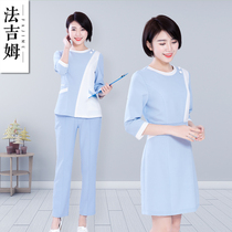 Nurse uniform long sleeve split suit medical beauty beautician work clothes female high-end elastic slim care clothing autumn and winter