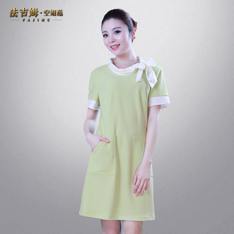 Fajim mùa hè ăn mặc Beauty Salon Workwear Stretch Slim ngắn tay áo làm đẹp bảo hộ lao động chuyên nghiệp