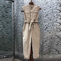 Mùa hè phong cách mới 2019 Hàng châu Âu cổ áo nữ túi đôi thắt lưng cotton không tay jumpsuit F12 - Cộng với kích thước quần áo áo phông rộng nữ