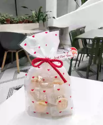 Red love packaging bag nougat snowflake shortbread dry snacks upright flat pocket Christmas gift bag 50