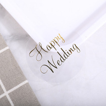 Happy wedding transparent hot stamping stickers Happy wedding 60 pieces transparent hot stamping stickers 6CM
