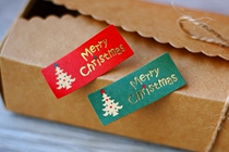 100 retro Christmas tree red and green hot stamping sealing stickers gift stickers decorative stickers souvenir decoration stickers