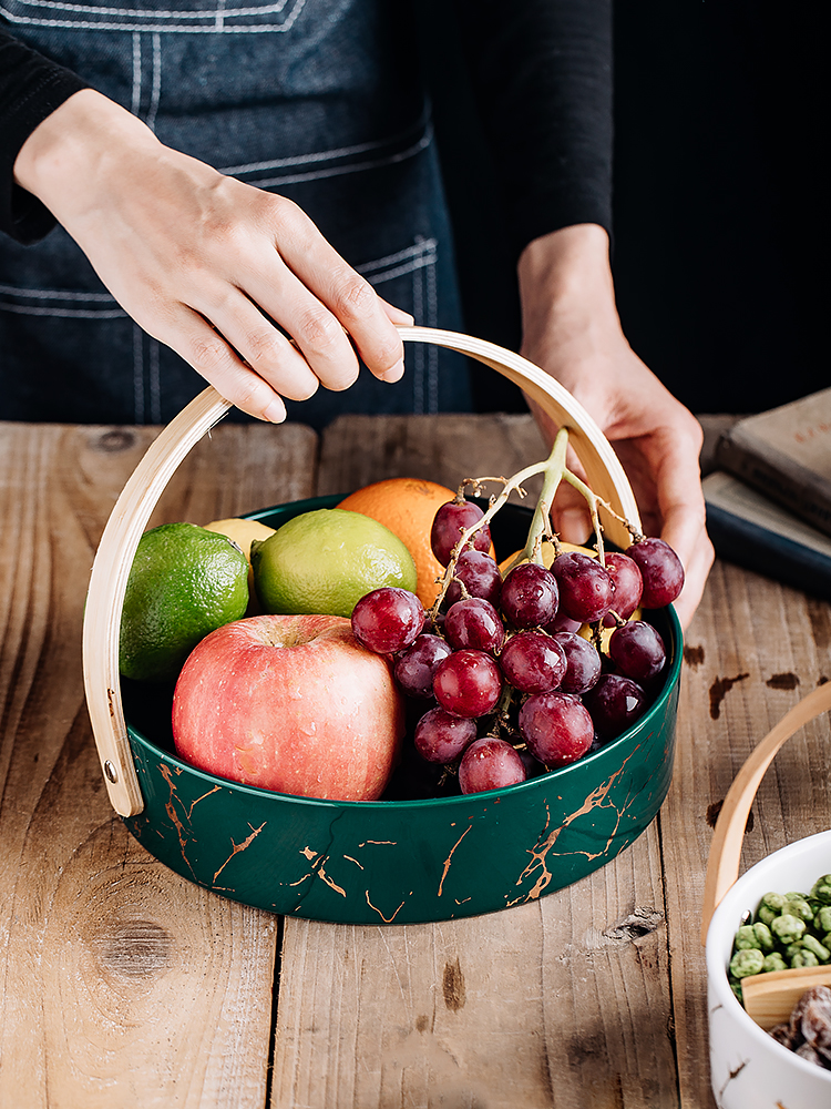 Nordic solid color grid plate Dried fruit snack candy plate Light luxury style coffee table table Living room high-grade ceramic snack plate